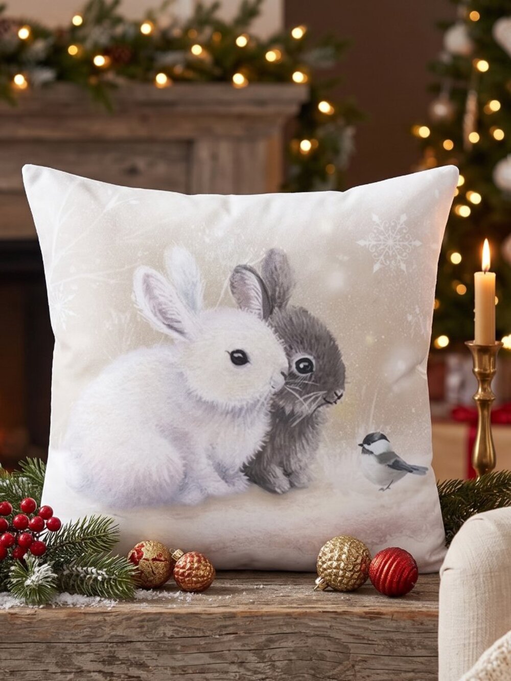 Rabbit Pillow Case / 17 3/4" x 17 3/4"